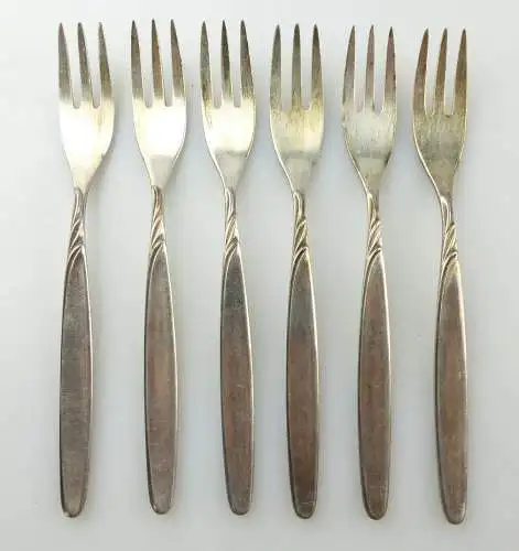 #e3709 6 WMF Kuchengabeln in 90er Silberauflage 