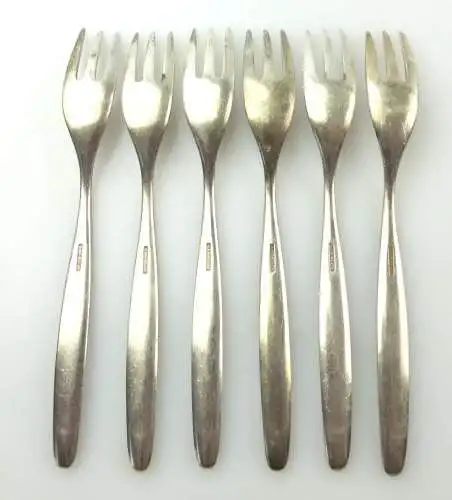 #e3709 6 WMF Kuchengabeln in 90er Silberauflage 