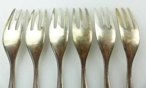 #e3709 6 WMF Kuchengabeln in 90er Silberauflage 