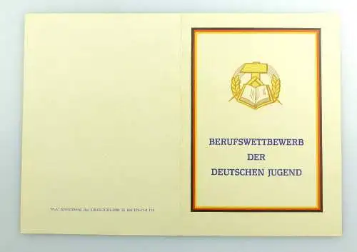 #e3406 Urkunde für Medaille in Bronze FDJ DDR Berufswettbewerb, 1964 verliehen