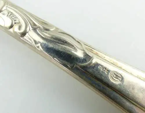 #e3319 Dänischer Vorlegelöffel mit Griff aus Silber, Berg, mit Monogramm