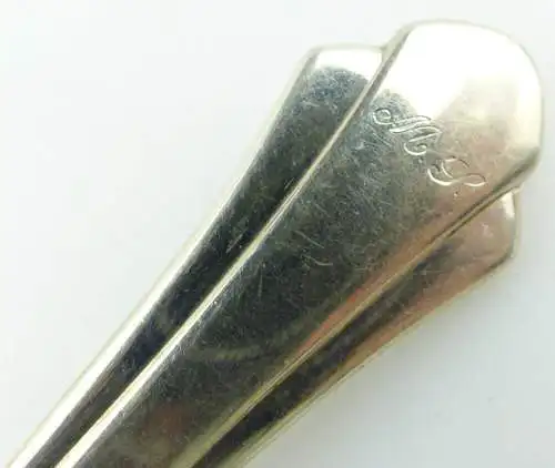 #e3319 Dänischer Vorlegelöffel mit Griff aus Silber, Berg, mit Monogramm