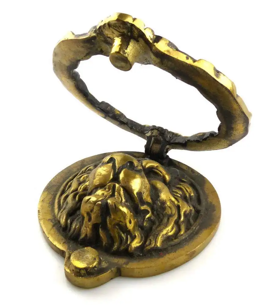 e3300 Alter goßer Türklopfer aus Messing Löwenkopf 4