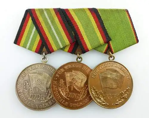 #e3207 3er Ordensspange für treue Dienste in der NVA, Silber, Bronze, KVP