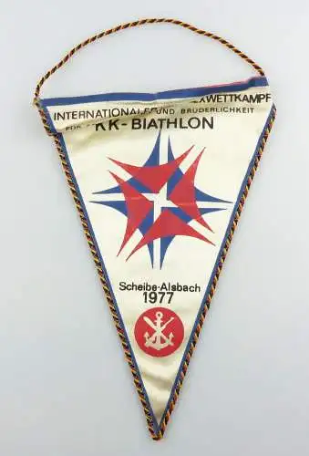 #e2897 DDR Wimpel: Intern. Komplexwettkampf KK - Biathlon Scheibe - Alsbach 1977