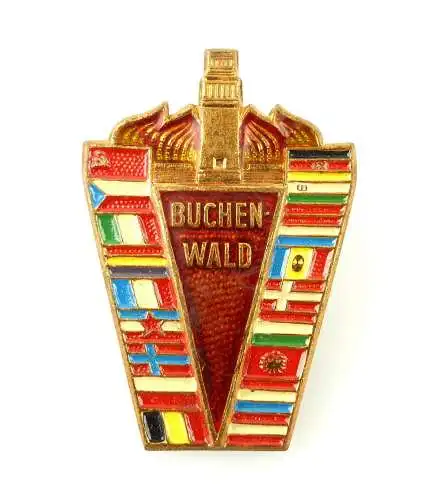 #e2343 DDR emailliertes Abzeichen: Einweihung der Gedenkstätte 1958 Buchenwald