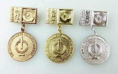 #e2191 3 Abzeichen MRT Für ausgezeichnete Qualitätsarbeit Gold, Silber, Bronze