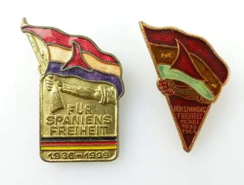 #e2064 2 emaillierte Abzeichen Für Spaniens Freiheit 18. Juli 1936-1961