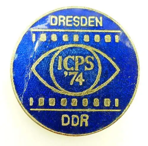 #e1943 Dresden emailliertes Abzeichen ICPS '74 DDR in blau