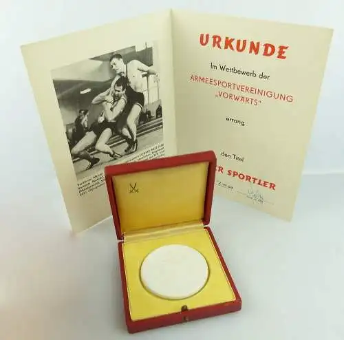 Meissen Medaille mit Urkunde Bester Sportler ASV e1804