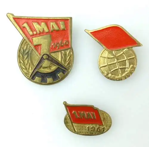 Konvolut 3 Abzeichen: 1. Mai 1961, 1. Mai 1960, 1. Mai 1962 e1616