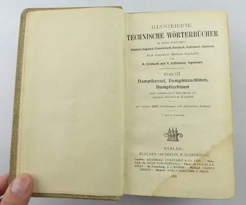 Buch: Illustrierte technische Wörterbuch in sechs Sprachen von 1908 Band 3 e1227