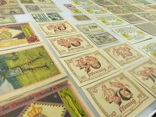 Verschiedene Serien Notgeld - 47 Scheine z.B. Weimar, Freiberg etc. e1014