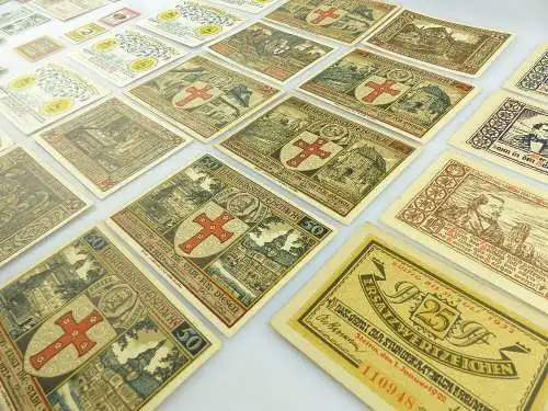 Verschiedene Serien Notgeld - 47 Scheine z.B. Weimar, Freiberg etc. e1014