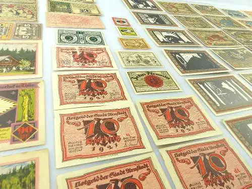 Verschiedene Serien Notgeld - 47 Scheine z.B. Weimar, Freiberg etc. e1014