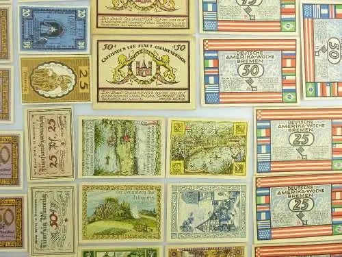 Verschiedene Serien Notgeld - 58 Scheine z.B. Bremen, Pyritz etc. e1003