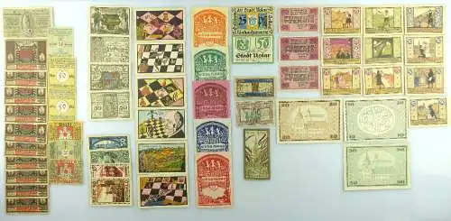 Verschiedene Serien Notgeld - 57 Scheine z.B. Freiburg, München etc. e1002