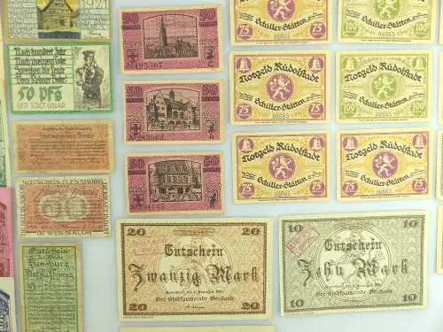 Verschiedene Serien Notgeld - 57 Scheine z.B. Freiburg, München etc. e1002