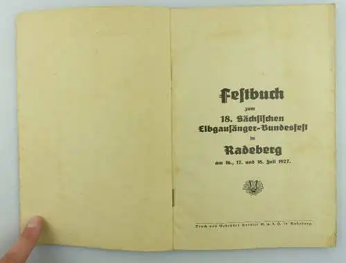 Buch: Festschrift von 1927 mit beiligender seltenen Festkarte Sängerbund e954