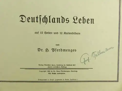 Buch: Deutschlands Leben 12 Seiten & 12 Kartenbilder 1930 dr. Pferdemenges e858