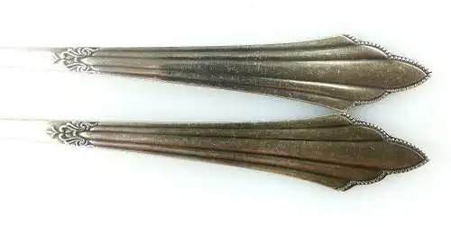 2 original alte Vorlegegabeln in 90er Silberauflage von WMF mit Fächerm. e603