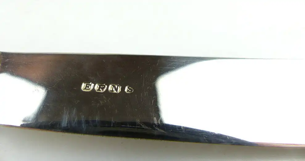 original altes Fischbesteckset mit Horngriffen für 6 Personen Silberauflage e530 4