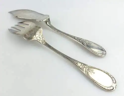altes Fischvorlegebesteck Vorlegegabel und Vorlegemesser Silberauflage e513 