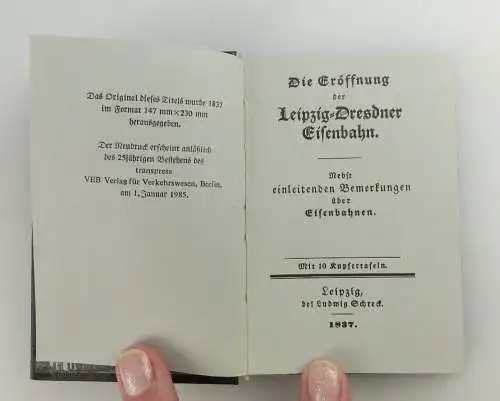 Minibuch: Eröffnung der Leizig Dresdner Eisenbahn VEB Verlag Verkehswesen e156