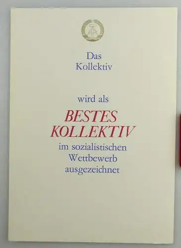 große blanco Urkunde: Bestes Kollektiv im sozialistischen Wettbewerb, so261