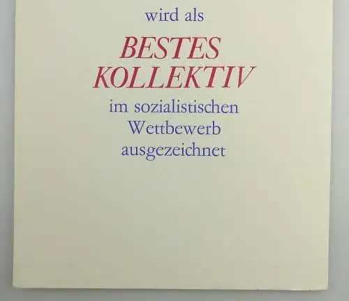 große blanco Urkunde: Bestes Kollektiv im sozialistischen Wettbewerb, so261