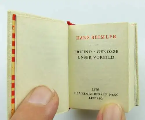 Minibuch: Hans Beimler Freund Genosse unser Vorbild , Leipzig 1979 / r623