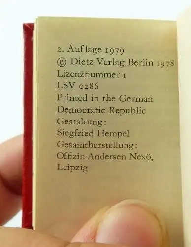 Minibuch : Ernst Thälmann Geschichte und Politik, Dietz Verlag Berlin 1979 /r630