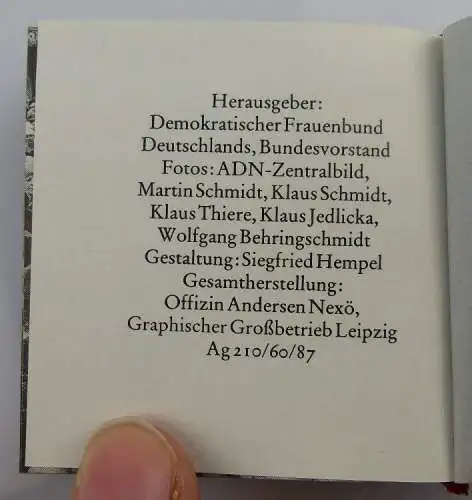 Minibuch: XII. Bundeskongreß des DFD März 1987 Demokratischer Frauenb, Buch1635