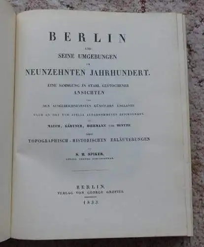 Berlin und seine Umgebungen im 19. Jht. Nachdruck von 1833, Buch1633