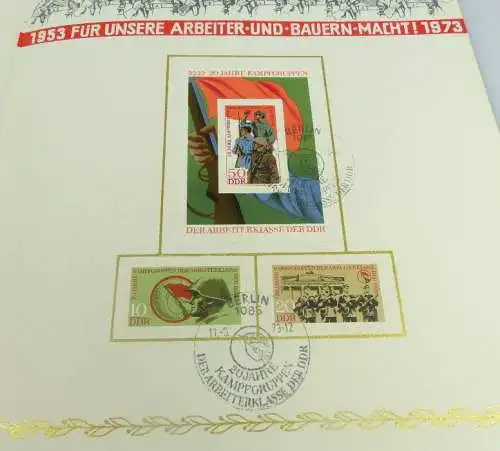 Gedenkblatt 20 Jahre Kampfgruppen der Arbeiterklasse DDR Briefmarken so166