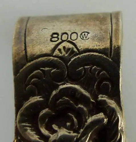 alte Gebäckzange in 800 Ag Silber C Widmann mit Rosendekor norb739