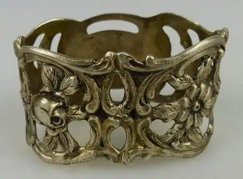 dekorativer Serviettenring in 800 Ag Silber mit Blumendekor norb733