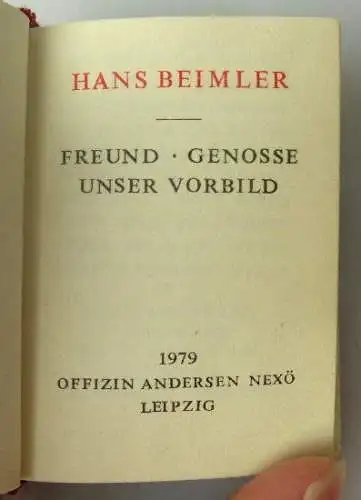 Minibuch: Hans Beimler Freund Genosse unser Vorbild 1979, Buch1477