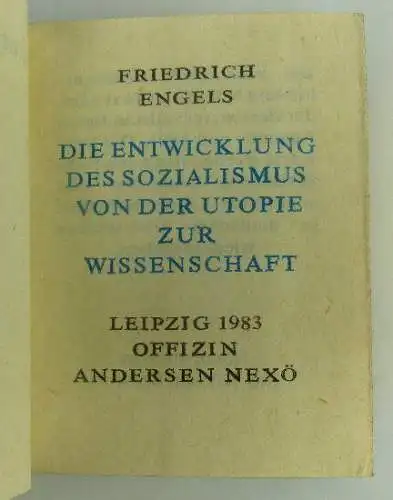 Minibuch Friedrich Engels 1983 Entwicklung Sozialismus Vollgoldschnitt Buch1471