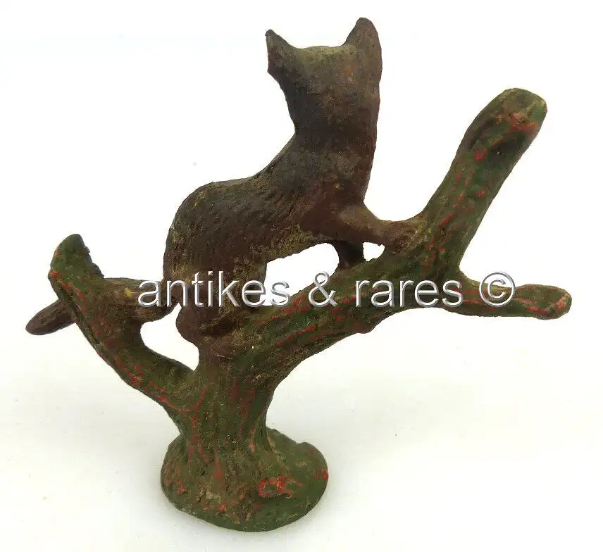 altes Lineol Tier: Fuchs auf einem Stamm, wohl 30er Jahre (linol093) 1