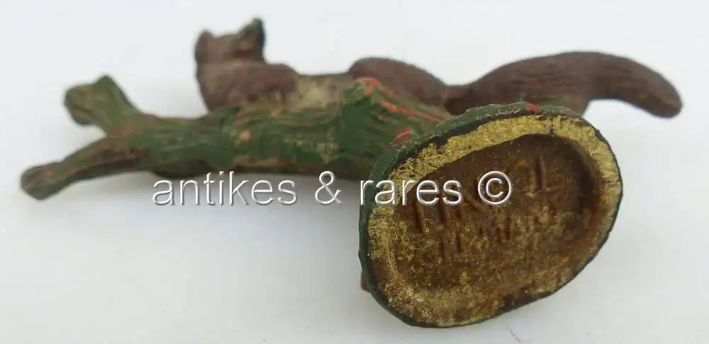 altes Lineol Tier: Fuchs auf einem Stamm, wohl 30er Jahre (linol093) 3