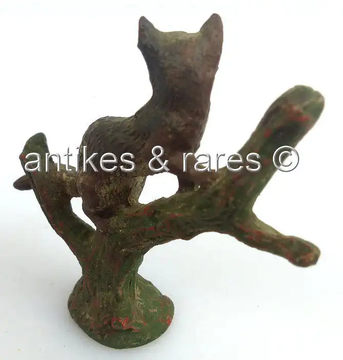 altes Lineol Tier: Fuchs auf einem Stamm, wohl 30er Jahre (linol093) 4