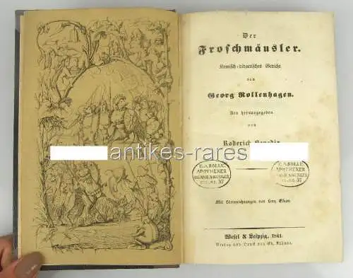 Der Froschmäusler Gedicht neu herausg. von Roderich Benedix 1841 Sehr Selten