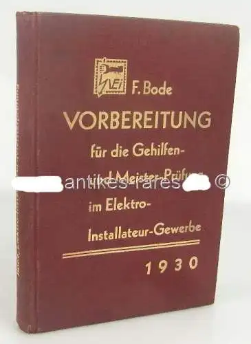 Vorbereitung Gehilfen- und Meisterprüfung Elektro-Installateur-Gewerbe 1930