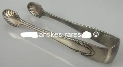 Alte Zuckerzange in 800 (Ag) Silber, Gebrüder Köberlein, Halbmond & Krone Dt.