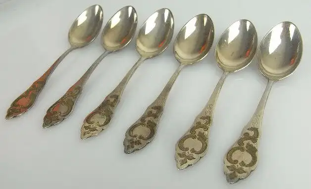 6 wunderschöne alte Teelöffel, Koch & Bergfeld Bremen, Friesen Muster 3