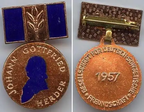 DDR Johann Gottfried Herder Medaille in Bronze Abzeichen 