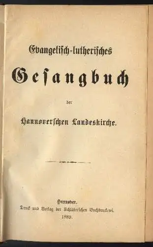 Gesangbuch der hannoverischen Landeskirche 1889