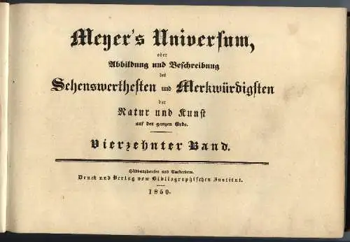 Meyer's Universum 14. Band 46 Stahlstiche SELTEN 1850