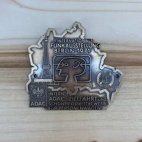 Rallye Schild ADAC Zielfahrt von 1971  1. Internationale Funkausstellung y0140